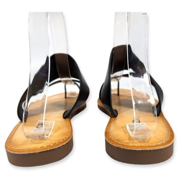 Soda Womens Sz 8.5 Black Faux Leather Toe Ring Slide Sandals Shoes - Picture 6 of 10
